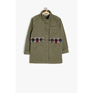 Koton Green Girl Appliqued Trench Coat