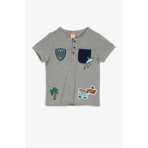 Koton Gray Baby Boy T-Shirt with Applique Detail