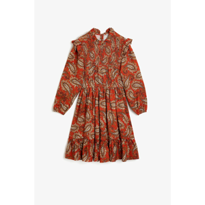 Koton Girl's Plain Color Patterned Dress