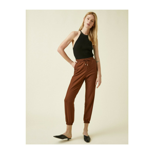 Koton Women's Brown Jogger Waist Tie Trousers