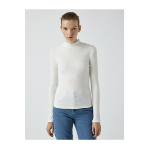 Koton Women's White Turtleneck Long Sleeve T-Shirt