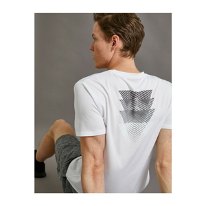 Koton Men's White Printed Short Sleeve Crew Neck T-shirt