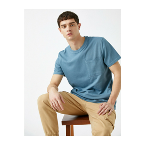 Koton Men's Blue Short Sleeve Basic Crew Neck T-Shirt