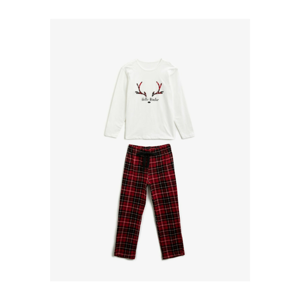 Koton Pajama Set - Red - With Slogan
