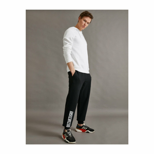 Koton Men's Black Written Jogger Pocket Sweatpants