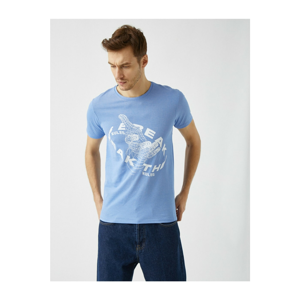 Koton Men's Blue Short Sleeve Cotton T-Shirt