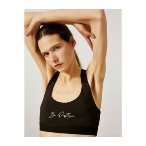 Koton Women's Black Slogan Sports Bra