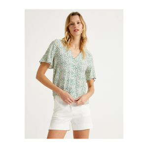 Koton Women Floral Ruffled Buttoned Blouse