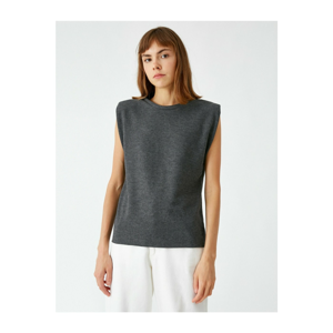 Koton Women's Gray Wadding Crew Neck T-shirt