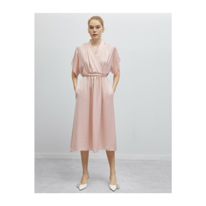 Koton Women's Pink Short Sleeve Waist Baglama Dress
