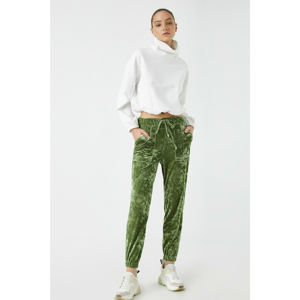 Koton Women Green Velvet Jogger Trousers