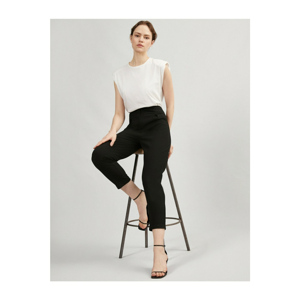 Koton Women's Black Pleat Detailed Trousers