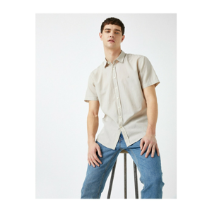 Koton Men's Gray Short Sleeve Cotton Slim Shirt
