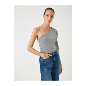Koton Long Sleeve One Shoulder Blouse With Padded