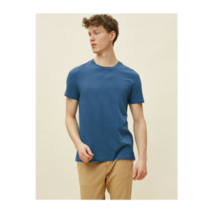Koton Men's Blue Basic Short Sleeve Crew Neck T-Shirt