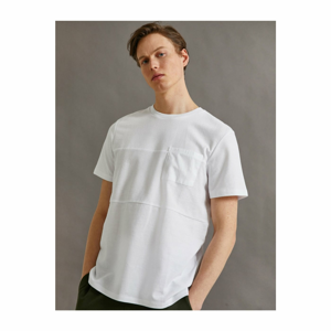 Koton Men's White Regular Fit Cotton Short Sleeve Basic T-Shirt