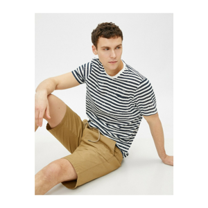Koton Men's Striped Cotton Short Sleeve Crew Neck T-Shirt