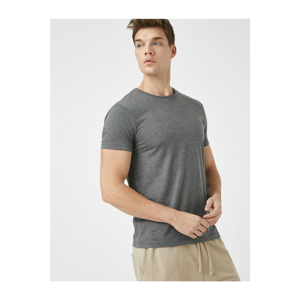 Koton Men's Gray Basic Short Sleeve Crew Neck T-Shirt