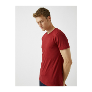 Koton Men's Burgundy Basic Short Sleeve Crew Neck T-Shirt
