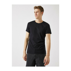 Koton Men's Black Basic Short Sleeve Crew Neck T-shirt