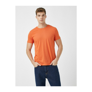 Koton Men's Orange Basic Short Sleeve Crew Neck T-Shirt