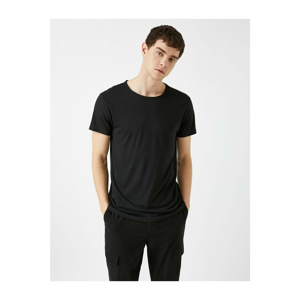 Koton Men's Black Basic Short Sleeve Cotton T-Shirt