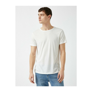 Koton Men's White Short Sleeve Cotton Basic T-Shirt