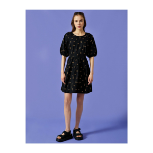 Koton Women's Black Poplin Floral Dress