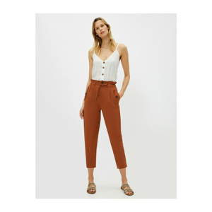 Koton Women's Brown Waist Baggy Trousers