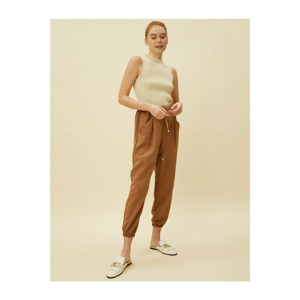 Koton Women's Brown Pocket Belted Trousers