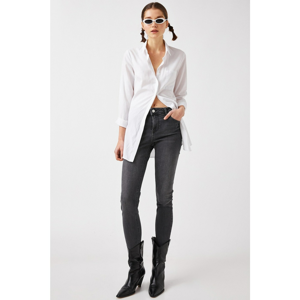 Koton Women's Gray Cotton High Waist Kate- Slim Fit Skinny Leg Jeans 1yak47099md