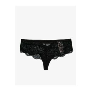 Koton Women's Black Lace Brazilian Panties