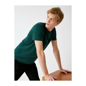 Koton Men's Green Crew Neck Short Sleeve Basic T-Shirt