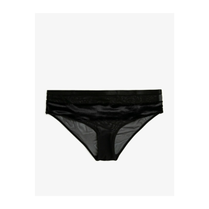 Koton Women's Black Velvet Detail Tulle Hipster Briefs