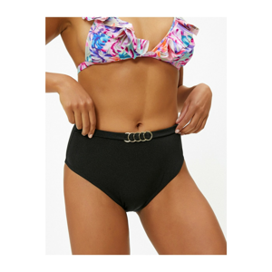 Koton Women's Black High Waist Belt Detailed Bikini Bottom