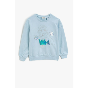 Koton Girl Frozen Licensed Sequin Cotton Blue Sweatshirt 1kkg17337ak