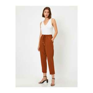 Koton Women's Brown High Waist Baggy Pants