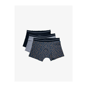 Koton Men's Navy Blue Cotton 3-Pack Boxer