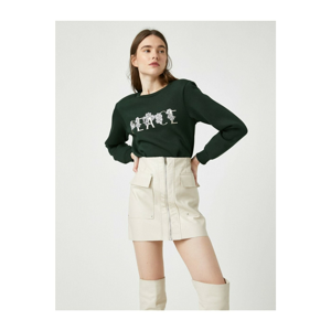 Koton Cotton Crew Neck Letter Printed Sweatshirt