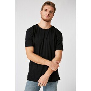 Koton Men's Black Cotton Crew Neck Short Sleeve Basic T-Shirt