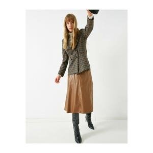 Koton Leather Look Midi Skirt
