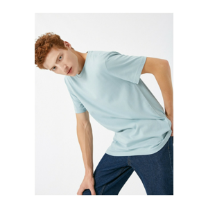 Koton Men's Blue 100% Cotton Crew Neck T-Shirt
