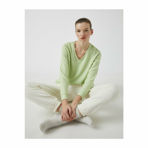 Koton Women's Green V-Neck Soft Pajamas Top