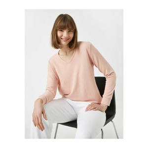 Koton Women's Pink V-Neck Soft Pajamas Top