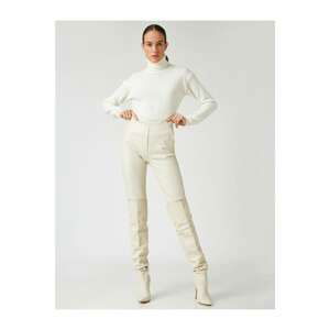 Koton Women Ecru Leather Look Trousers