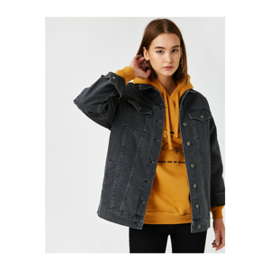 Koton Women's Black Cotton Denim Jacket