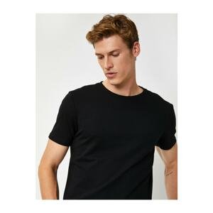 Koton Men's Black Crew Neck Short Sleeve Basic T-Shirt