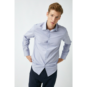 Koton Men's Navy Classic Collar Long Sleeve Shirt
