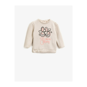 Koton Baby Girl Ecru Silvery Printed Crew Neck Long Sleeve Sweatshirt