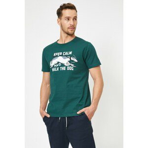 Koton Men's Green Letter Printed T-shirt